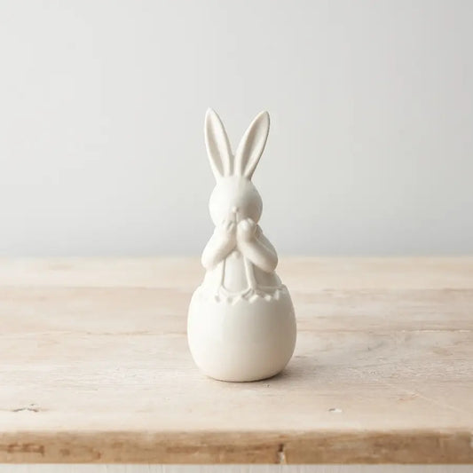 Coniglietto in ceramica con uovo 10 cm
